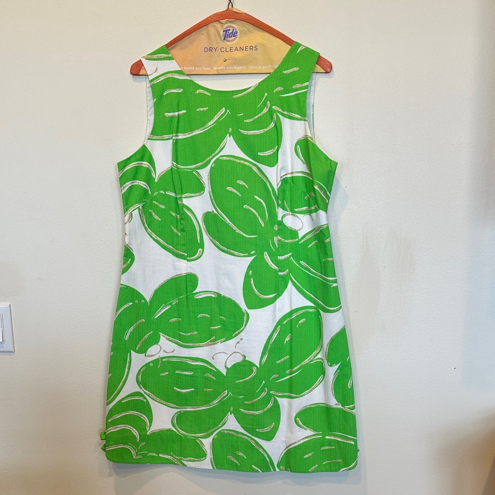 Lilly Pulitzer White and Green Leaf Print Dress